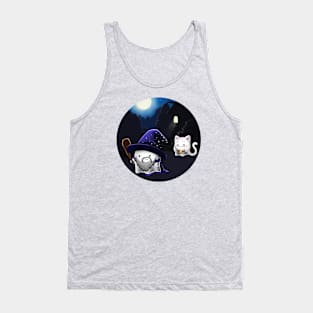 Kawaii Ghosts - A Wizard and his cat Tank Top